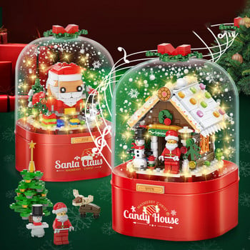 Christmas Music Box Candy House Χριστουγεννιάτικα δομικά στοιχεία DIY Floating Snow Light Music Box Πρωτοχρονιάτικα δώρα Χριστουγεννιάτικη διακόσμηση