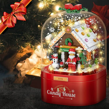 Christmas Music Box Candy House Χριστουγεννιάτικα δομικά στοιχεία DIY Floating Snow Light Music Box Πρωτοχρονιάτικα δώρα Χριστουγεννιάτικη διακόσμηση