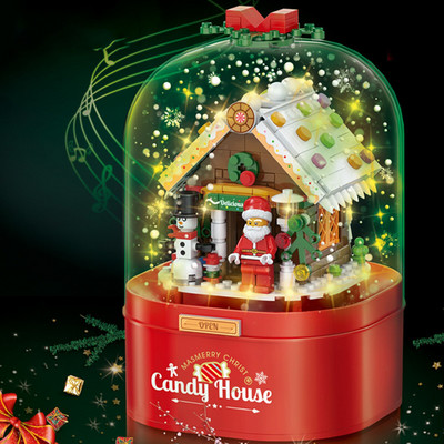 Christmas Music Box Candy House Χριστουγεννιάτικα δομικά στοιχεία DIY Floating Snow Light Music Box Πρωτοχρονιάτικα δώρα Χριστουγεννιάτικη διακόσμηση