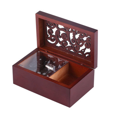 Дървена музикална кутия с 18 бележки Дървени бижута Навиваща се музикална кутия за Elise или Edelweiss Подарък за рожден ден Коледен подарък за приятелско дете