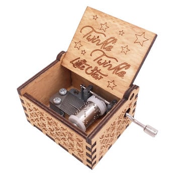 YouTang Music Box Hand Crank Musical Box Σκαλιστό ξύλο Μουσικά δώρα Χριστουγεννιάτικο μουσικό κουτί για παιδί,Play Twinkle Twinkle Little Star