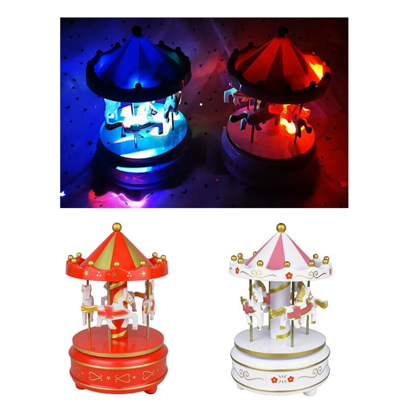 J2FA Whirligig Horse Music Box LED fénnyel Musical Princess vidám, világító játék otthoni dekoráció szülinapi ajándékok