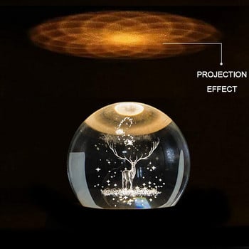 HOT-3D Crystal Ball Music Box The Deer Luminous Rotating Musical Box With Projection Led Light