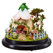 DIY Cottages Glazbena kutija Poklon djevojci za Valentinovo Ručno izrađena crtana LED kuća s figuricama navlake za prašinu Poklon za rođendan