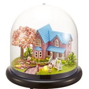 DIY Cottages Glazbena kutija Poklon djevojci za Valentinovo Ručno izrađena crtana LED kuća s figuricama navlake za prašinu Poklon za rođendan