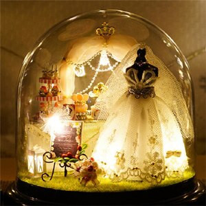 DIY Cottages Glazbena kutija Poklon djevojci za Valentinovo Ručno izrađena crtana LED kuća s figuricama navlake za prašinu Poklon za rođendan
