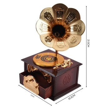 AT14 Gramophone Shaped Classic Vintage Music Box Hand Crank Τύπος Music Box Movement Diy ρομαντικό χριστουγεννιάτικο δώρο Drop Shipping