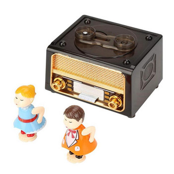 KissingCouple Doll Music Box Κλασικό Ραδιόφωνο Ρολόι ABS Κουτί κοσμημάτων για κορίτσια Χέρι μανιβέλα Μουσικός Μηχανισμός Δώρο Χριστουγέννων