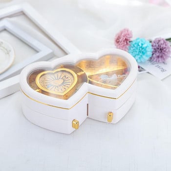 Music Trinket Box Heart Shape Ballerina Box Μουσικό κοσμηματοπωλείο ABS Θήκη αποθήκευσης κουρδιστό Μουσικό κουτί κοσμημάτων για δαχτυλίδι