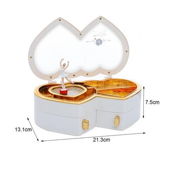 Music Trinket Box Heart Shape Ballerina Box Μουσικό κοσμηματοπωλείο ABS Θήκη αποθήκευσης κουρδιστό Μουσικό κουτί κοσμημάτων για δαχτυλίδι