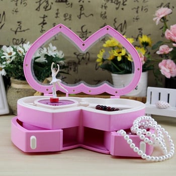 Music Trinket Box Heart Shape Ballerina Box Μουσικό κοσμηματοπωλείο ABS Θήκη αποθήκευσης κουρδιστό Μουσικό κουτί κοσμημάτων για δαχτυλίδι