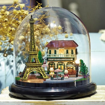 Creative DIY Cottages Music Box Assembly Μοντέλο Μουσική θήκη Χειροποίητο Σπίτι κινουμένων σχεδίων με κάλυμμα σκόνης Παιδικό δώρο γενεθλίων