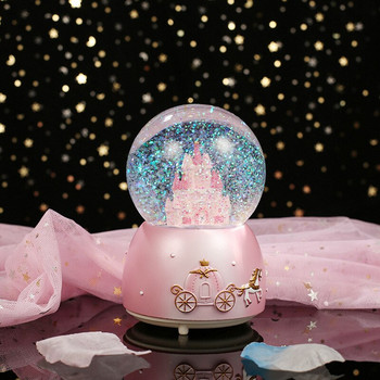 Fairy Tale Princess Castle Crystal Ball Music Box Άγαλμα με Snowflake Girl Παιδικό πάρτι γενεθλίων Δώρο για παιδιά του Αγίου Βαλεντίνου