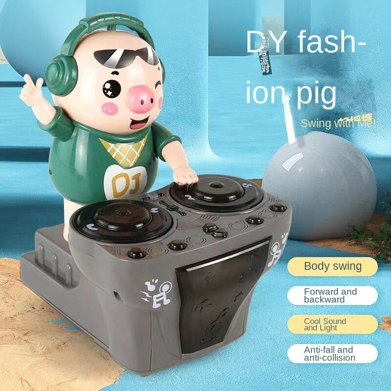 Jucării creative multifuncționale pentru copii Puzzle pentru copii Early Church Leagăn electric DJ Piggy Cânt și dansând Robot Ornamente
