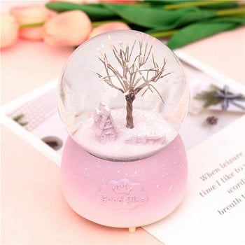 Μουσικό κουτί 3D Crystal Ball The Tree Floating Snow Ornaments Φωτεινό περιστρεφόμενο μουσικό κουτί με προβολικό φως με μπαταρία