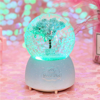 Μουσικό κουτί 3D Crystal Ball The Tree Floating Snow Ornaments Φωτεινό περιστρεφόμενο μουσικό κουτί με προβολικό φως με μπαταρία