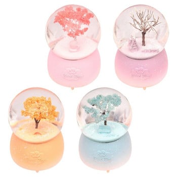 Μουσικό κουτί 3D Crystal Ball The Tree Floating Snow Ornaments Φωτεινό περιστρεφόμενο μουσικό κουτί με προβολικό φως με μπαταρία