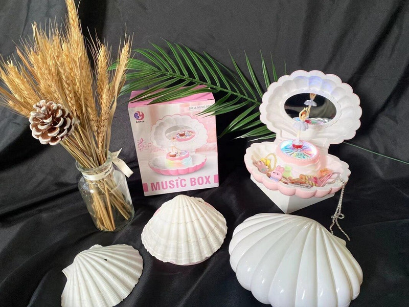 Creative Shell Music Box Dancing Girl Cutie muzicala Copii Oglinda Cutie de bijuterii Cadou de aniversare Decor muzical Cadouri de Craciun Fata