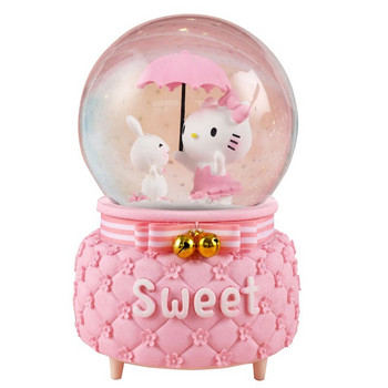 Kt Cat Music Box Snowflake Rotating with Light Luminous Music Box Crystal Ball Δημιουργικό δώρο γενεθλίων Carousel Snow Globe