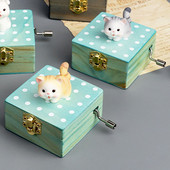 Drvena ručna glazbena kutija Kreativni mačji ukras Glazbena kutija Dekoracija doma Novogodišnji rođendanski poklon za Valentinovo