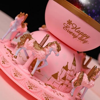 Carousel Musical Boxes Carousel Horses Music Box με Φώτα LED που αλλάζουν χρώμα Παιδική Μουσική Σφαίρα για τα γενέθλια Χριστούγεννα