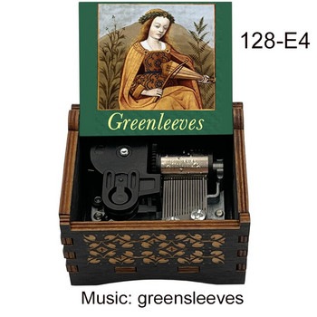 Βρετανικό λαϊκό τραγούδι Greensleeves Μαύρο ξύλινο μουσικό κουτί μηχανικά δώρα για φίλους Χριστουγεννιάτικο πάρτι Μέλος οικογένειας Δώρα Πρωτοχρονιάς