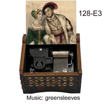 Βρετανικό λαϊκό τραγούδι Greensleeves Μαύρο ξύλινο μουσικό κουτί μηχανικά δώρα για φίλους Χριστουγεννιάτικο πάρτι Μέλος οικογένειας Δώρα Πρωτοχρονιάς