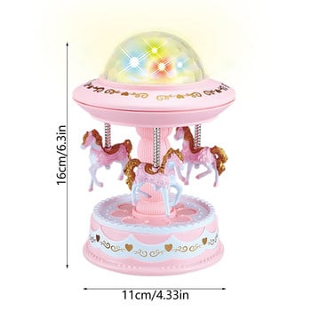 Music Boxes for Girls LED Light Luminous Projection Music Box 3 Horse Rotating Music Boxes for Girls Δώρα γενεθλίων Διακόσμηση δωματίου