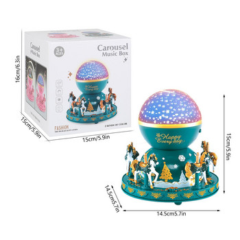 Carousel Musical Boxes Carousel Horses Music Box με Φώτα LED που αλλάζουν χρώμα Παιδική Μιούζικαλ Σφαίρα για τα γενέθλια της μητέρας