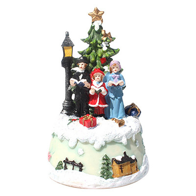 Karácsonyi ház gyanta kézműves zenével színes fényekkel | Karácsonyfa zenedoboz Dekoratív ajándékok Díszek papírdoboz