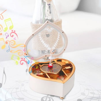 Heart Shape Dancing Ballerina Music Box Πλαστικό κουτί κοσμημάτων Μηχανισμός δώρου Hand Crank Music Box Μηχανισμός Δώρο για τον Άγιο Βαλεντίνο