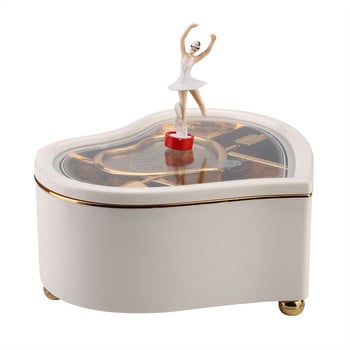 Heart Shape Dancing Ballerina Music Box Πλαστικό κουτί κοσμημάτων Μηχανισμός δώρου Hand Crank Music Box Μηχανισμός Δώρο για τον Άγιο Βαλεντίνο