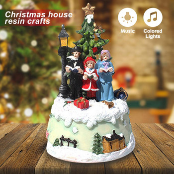 Νέο Χριστουγεννιάτικο Δέντρο Μουσικό Κουτί Χριστουγεννιάτικη Ρητίνη Χειροτεχνία Μουσική Χρωματιστά Φωτάκια Διακοσμητικό Στολίδι Σαλόνι Σπίτι Άγιος Βασίλης