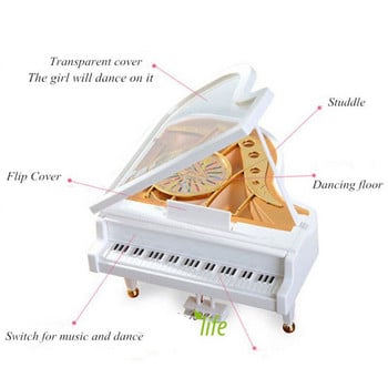 Creative Elise Piano Music Box Χορεύει δώρο γενεθλίων κορίτσι μπαλέτου Περιστρεφόμενο κουρδιστό Vintage μηχανισμός μπαλαρίνας Μουσικά κουτιά