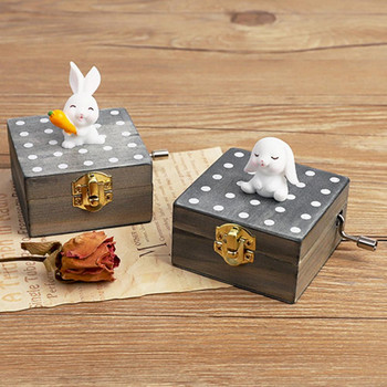 Music Box Hand Cranked Ξύλινα Music Boxes Άγαλμα ζώων Vintage Εκλεκτό Ξύλινο Μουσικό Κουτί για φίλη Παιδική διακόσμηση σπιτιού