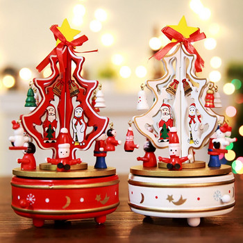 1 τμχ Ξύλινο χριστουγεννιάτικο δέντρο Μουσικό κουτί Δημιουργικό καρουζέλ Μουσικά κουτιά Χριστουγεννιάτικη διακόσμηση Μουσικό κουτί Χριστουγεννιάτικα στολίδια Δώρα