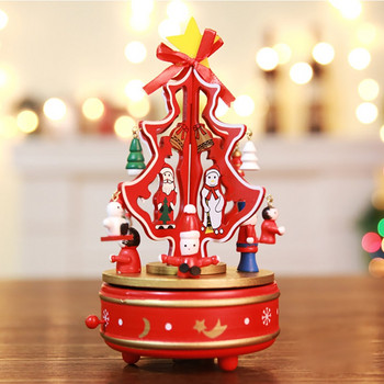 1 τμχ Ξύλινο χριστουγεννιάτικο δέντρο Μουσικό κουτί Δημιουργικό καρουζέλ Μουσικά κουτιά Χριστουγεννιάτικη διακόσμηση Μουσικό κουτί Χριστουγεννιάτικα στολίδια Δώρα