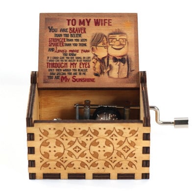 Fa kézi forgattyús zenedoboz DavyJones téma Musical dobozok Queen You My Sunshine születésnapi karácsonyi ajándék