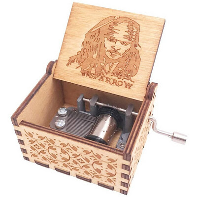 Fa kézi forgattyús zenedoboz DavyJones téma Musical dobozok Queen You My Sunshine születésnapi karácsonyi ajándék