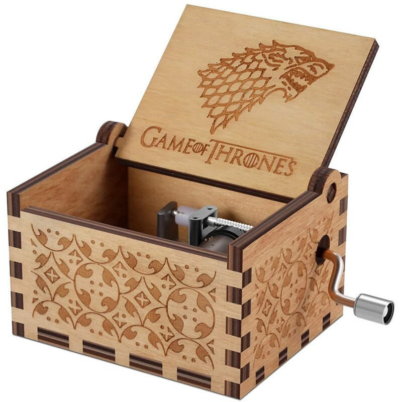 Fa kézi forgattyús zenedoboz DavyJones téma Musical dobozok Queen You My Sunshine születésnapi karácsonyi ajándék