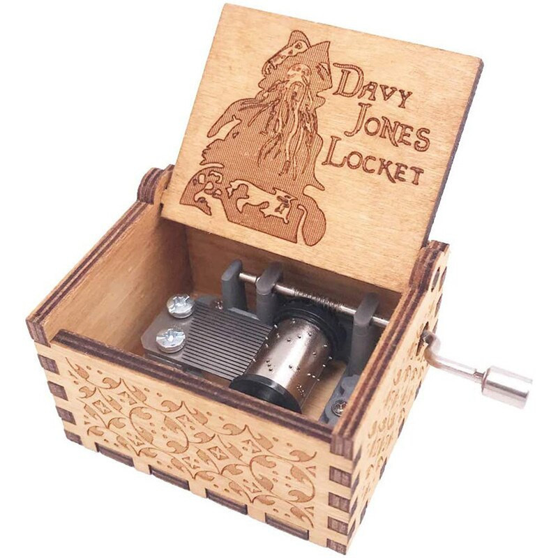 Fa kézi forgattyús zenedoboz DavyJones téma Musical dobozok Queen You My Sunshine születésnapi karácsonyi ajándék