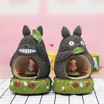 Ρητίνη Cartoon Totoro Περιστρεφόμενο Μουσικό Κουτί Κλασική συνάντηση Ευτυχία Ο γείτονάς μου Totoro Figurine Artware Δώρο γενεθλίων