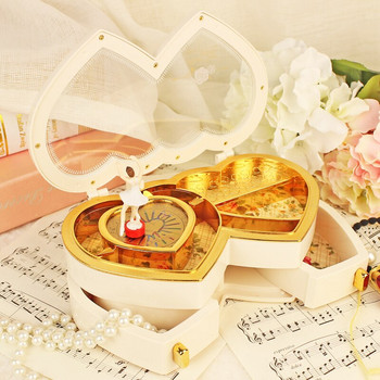 Double Heart For Alice Music Box Classical Hand Dancing Girl Ballerina Jewel Case Δώρο γάμου 1 τεμάχιο Δωρεάν αποστολή