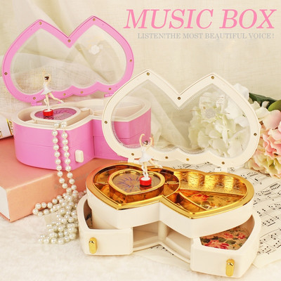 Double Heart For Alice Music Box Classical Hand Dancing Girl Ballerina Jewel Case Δώρο γάμου 1 τεμάχιο Δωρεάν αποστολή