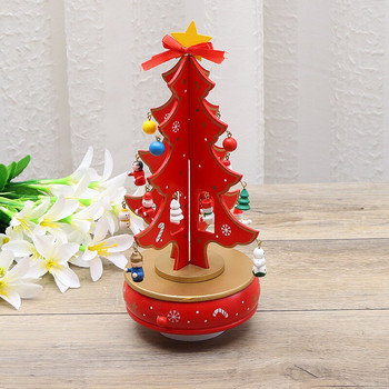 Украси за коледно дърво Коледно дърво Музикална кутия Дървена въртяща се музикална кутия Коледна вътрешна украса Коледен ден Детски подаръци