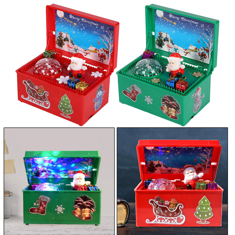 Priecīgus Ziemassvētkus Music Box Desktop Rotājumi Ziemassvētku dāvanas Jaungada ballītei Pateicības diena Mājas Bērni Meitenes Zēni