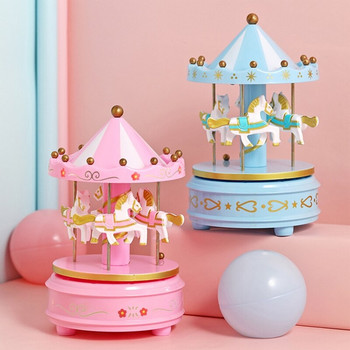 Merry-Go-Round Music Box με LED Light Μπαταρία Musical Princess Carousel Horse Whirligig Παιχνίδι Διακόσμηση σπιτιού Γενέθλια