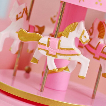Merry-Go-Round Music Box με LED Light Μπαταρία Musical Princess Carousel Horse Whirligig Παιχνίδι Διακόσμηση σπιτιού Γενέθλια