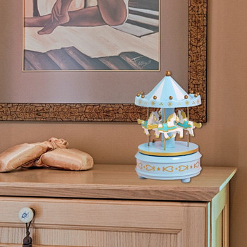 Merry-Go-Round Music Box με LED Light Μπαταρία Musical Princess Carousel Horse Whirligig Παιχνίδι Διακόσμηση σπιτιού Γενέθλια