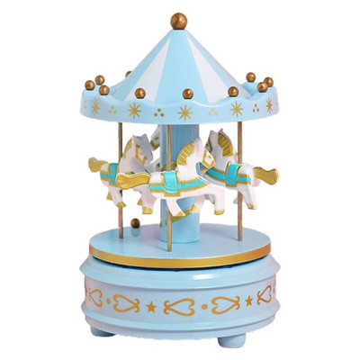 Cutie muzicală Merry-Go-Round cu lumină LED Funcționată cu baterii Prințesă muzicală Carusel Cal Jucărie învârtitoare Decorare pentru casă Zi de naștere